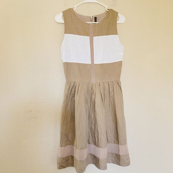 W118 Walter Baker Pleated Dress Size Xs 100% Linen Lined Lightweight Sleeveless - Picture 1 of 8